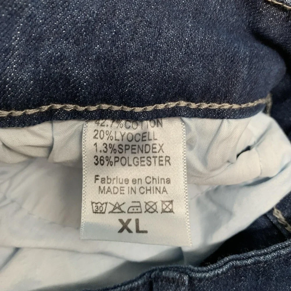 Plus Sz 1X Stretchy Fitted High Waist Layered Bell Bottom Hippie Blue Jeans Y2K - Picture 10 of 11